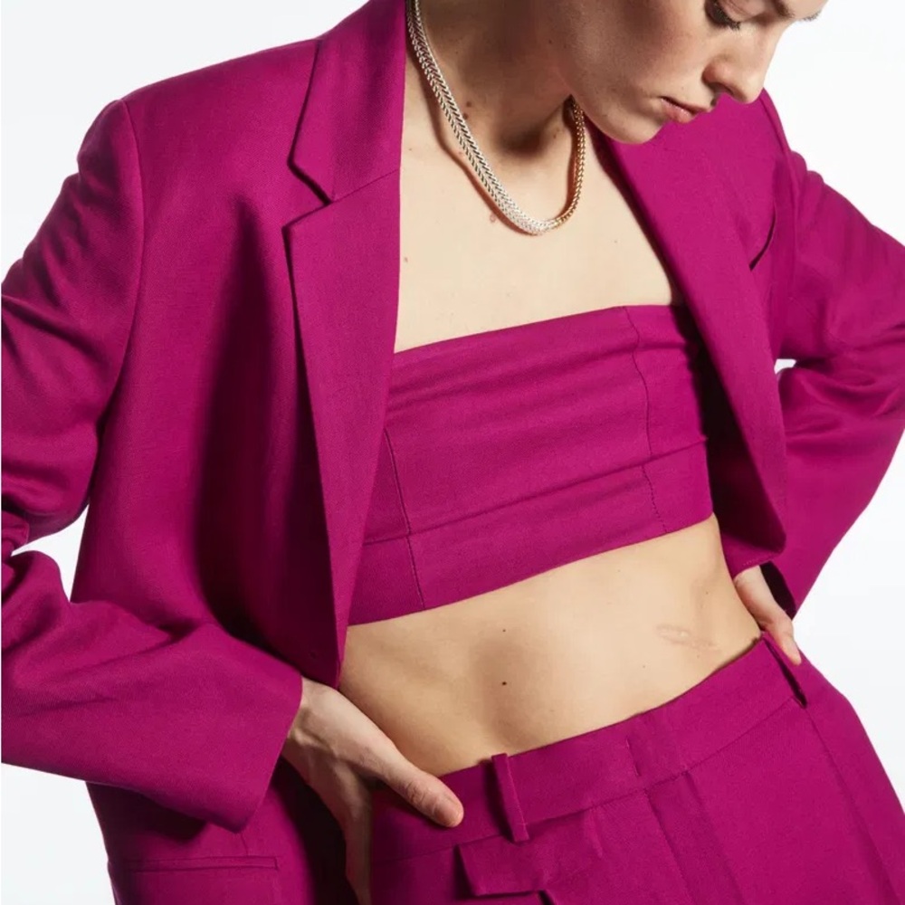 COS bright pink linen-blend bustier